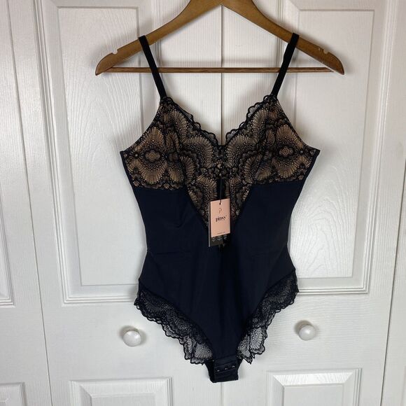 Pinsy Other - Pinsy Sculpting Lace Shapesuit Shapewear Bodysuit Women's Size L Black Large